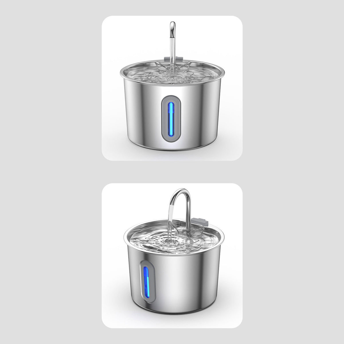 2L Pet Water Fountain, 304 Stainless Steel Automatic Water Dispenser for Cats & Dogs, Quiet Circulating Water Fountain with Bonus Filter Replacements 