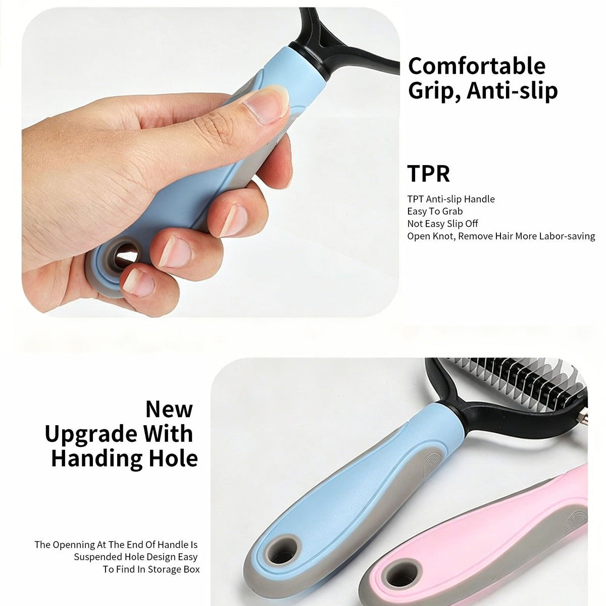 Double‑Sided Pet Dematting Comb for Dogs & Cats, Detangler Tool for Matted Tangled Fur, Summer Grooming & Thinning Brush