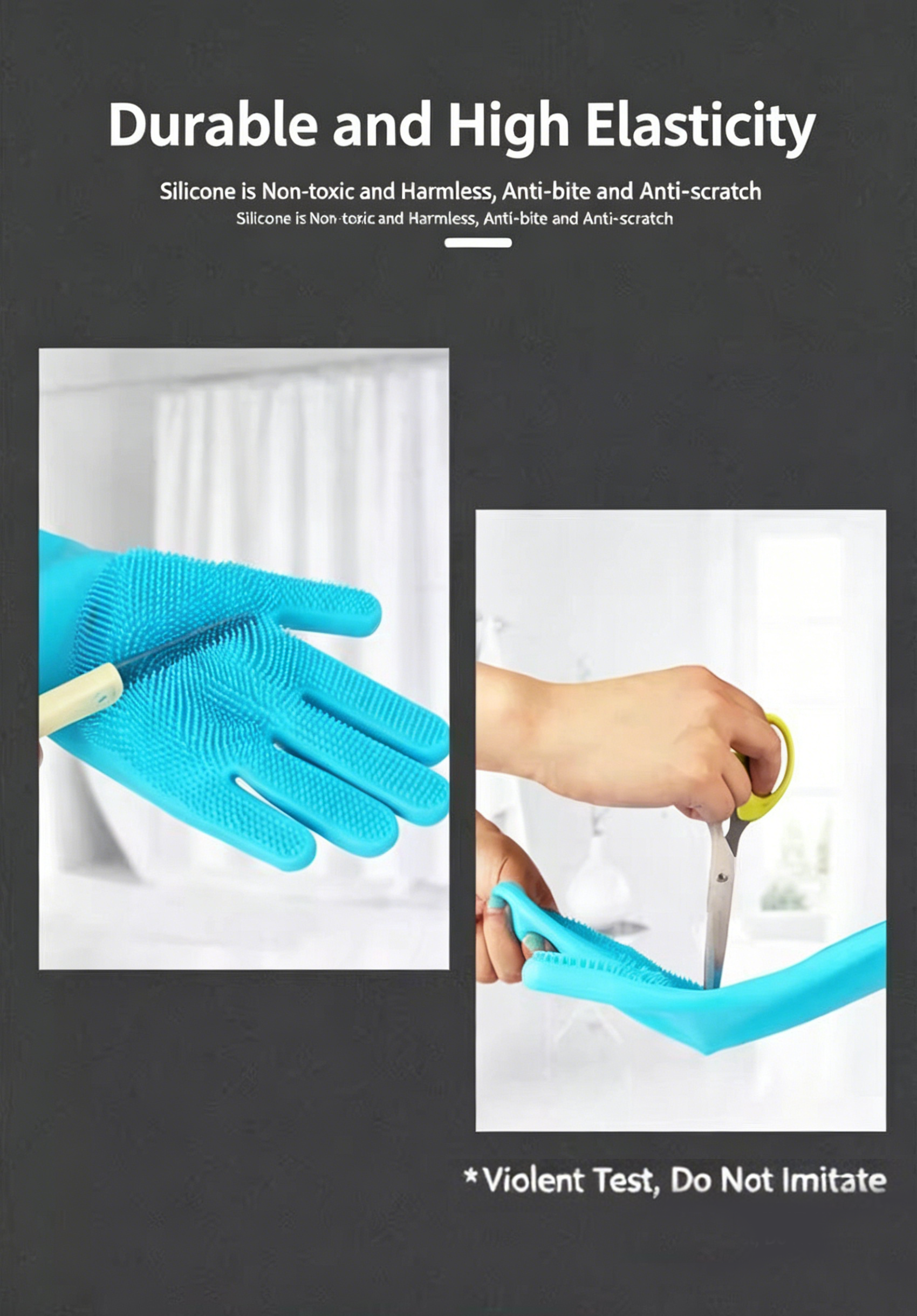 Thickened Silicone Pet Grooming Gloves, Up to 3000 Soft Massage Bristles, Dog Cat Bathing Brush Glove, Splash‑Resistant Deshedding Glove for Long & Short Haired Pets