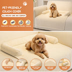 Pet Couch Bed Mat — Corduroy Dog Sofa Cover with Bolster, Non-Slip & Washable