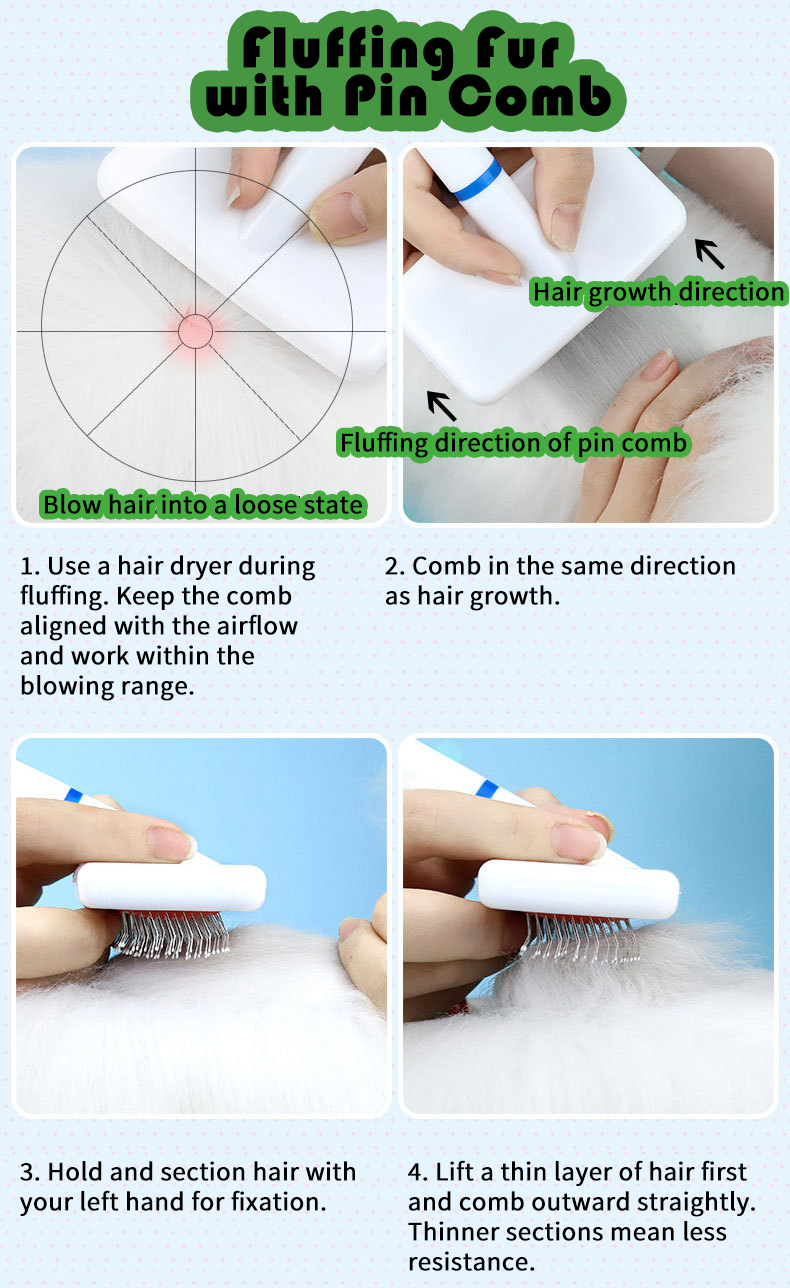 V‑Shaped Steel Pin Pet Grooming Comb, Gentle Loose Hair Remover, Daily Grooming Brush for Cats & Small Dogs