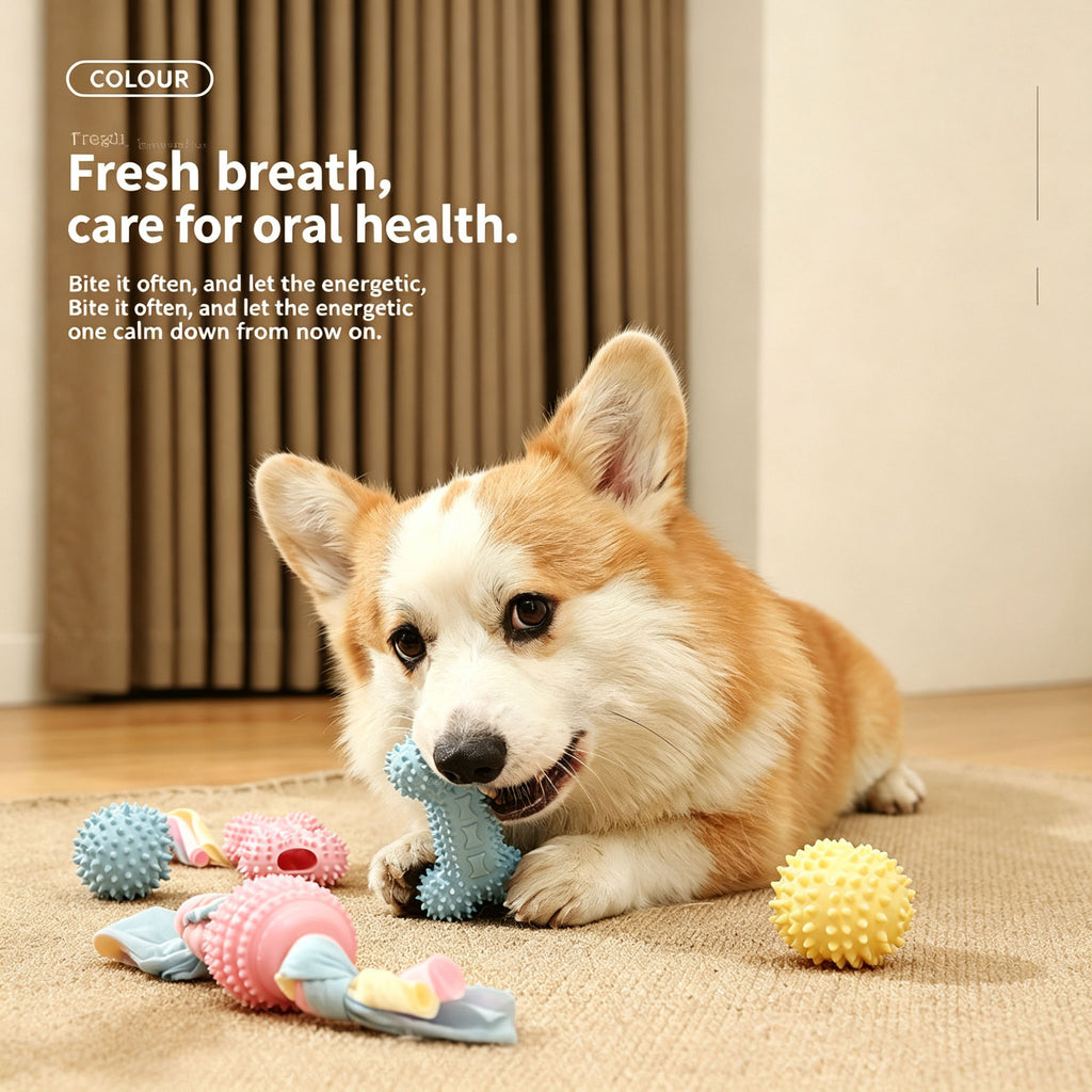 Dog TPR Chew Toy,Macaron Color Teething Stick,Durable Bite‑Resistant Dental Toy for Puppy & Adult Dog,Boredom Relief Interactive Toy