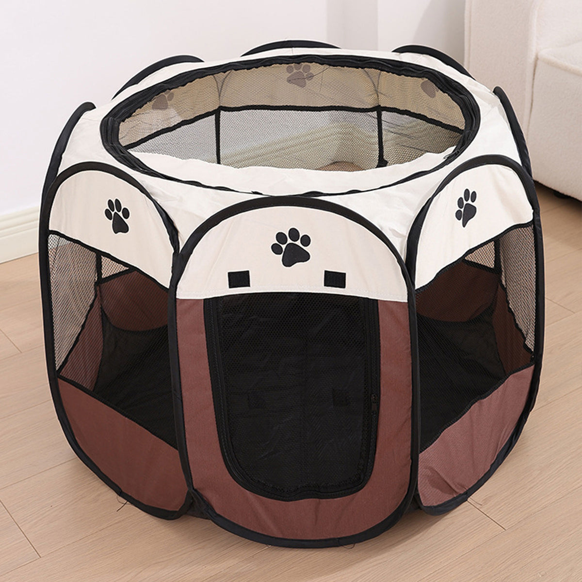 Foldable Octagonal Pet Playpen, Oxford Mesh Enclosure for Cats & Dogs, Portable Whelping Tent with Removable Top, 8 Colors S/M/L