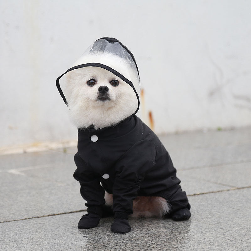 Full Coverage Dog Raincoat with Built-in Rain Boots, 360° Clear Visor, Detachable Tail Cover, Easy Snap Button Closure for Small Medium Dogs