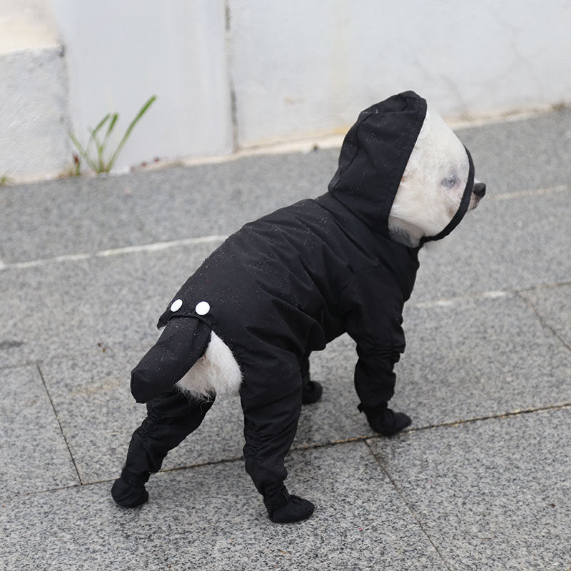 Full Coverage Dog Raincoat with Built-in Rain Boots, 360° Clear Visor, Detachable Tail Cover, Easy Snap Button Closure for Small Medium Dogs