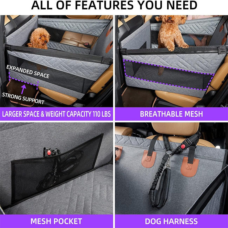 Dog Car Single Seat Booster Seat, Waterproof Pet Car Seat Cover for Dogs & Cats, Anti‑Scratch Non‑Slip for Car SUV Truck 