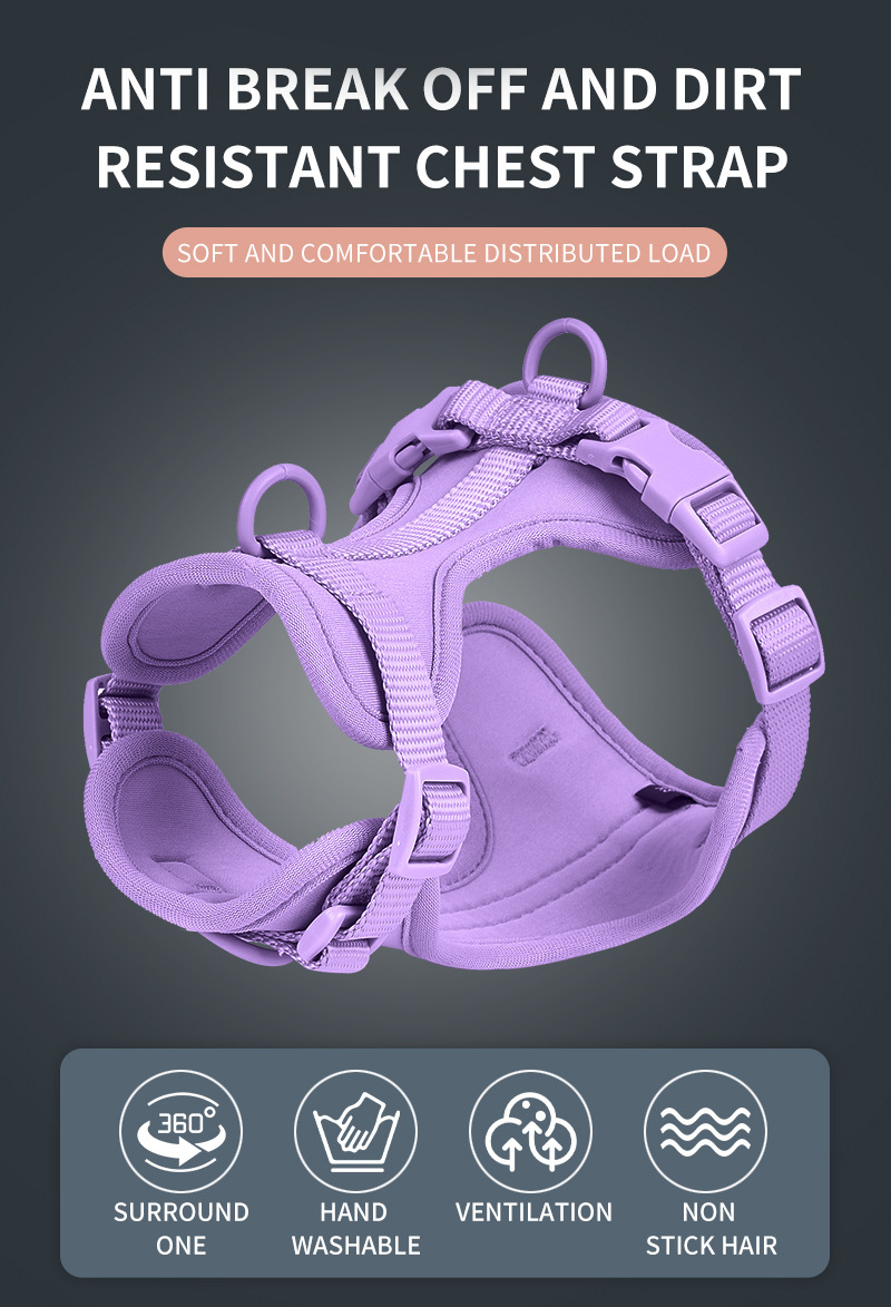 Anti-Escape Anti-Pull Dog Harness 4-Piece Set, Adjustable Breathable Pet Walking Kit with Collar, Leash & Poop Bag Dispenser, 15 Colors Available