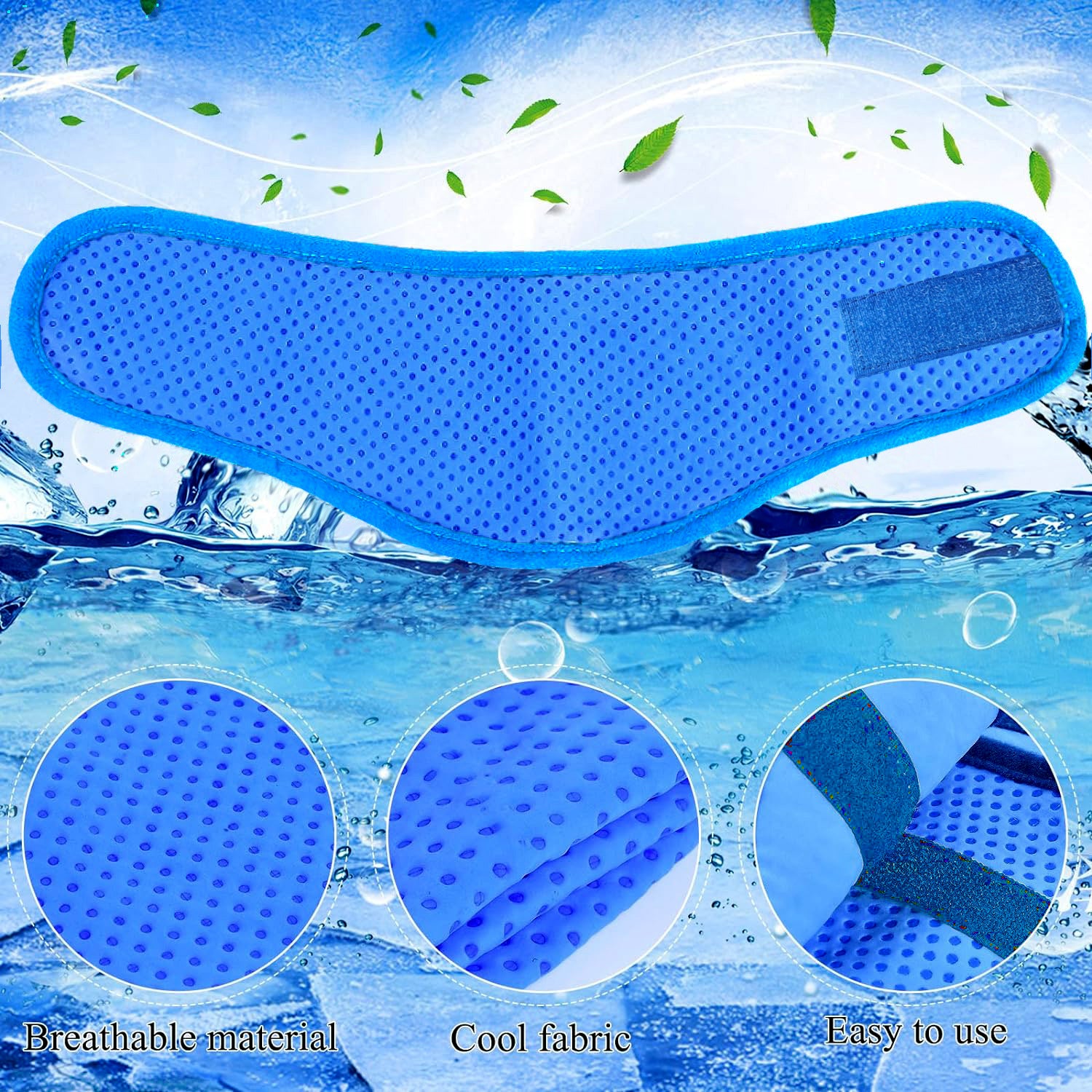 Adjustable Pet Cooling Neck Scarf, Reusable Evaporative Cool Wrap for Dogs & Cats, Velcro Fastener, Multi‑Purpose Neck or Head Wear, S/M/L Sizes