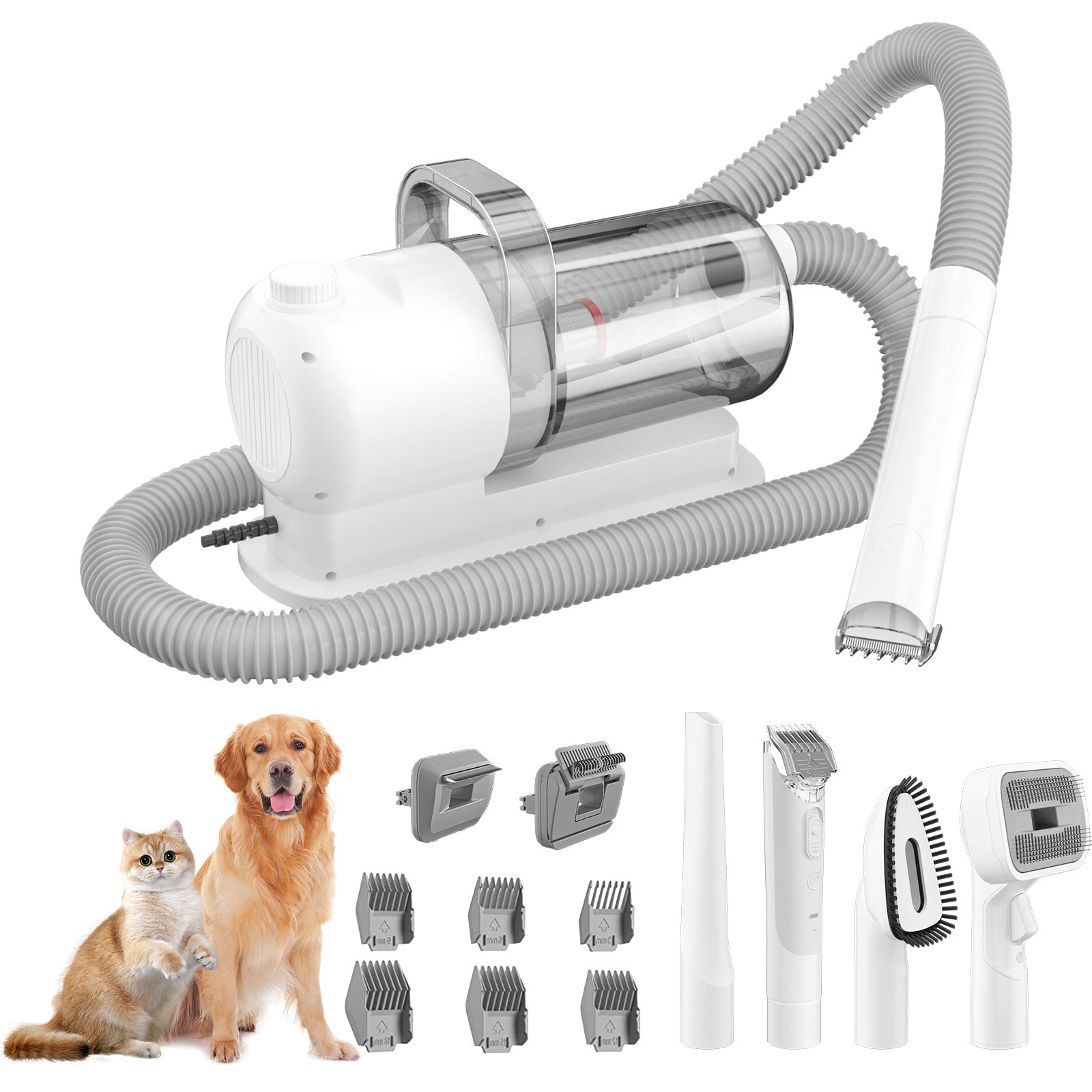 All‑in‑One Pet Grooming Vacuum Kit｜Low‑Noise Strong Hair‑Suction with 12 Attachments for Dogs & Cats