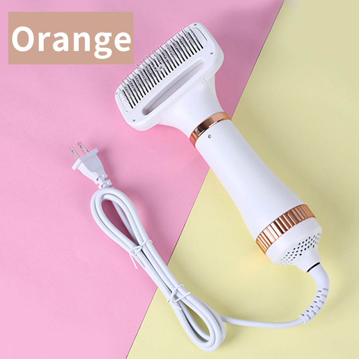 2‑in‑1 Pet Hair Dryer Brush, 300W Low‑Noise Hot Air Grooming Comb, 3 Speed Adjustable, Detangling & Drying Brush for Dogs & Cats, 110‑230V Multi‑Plug