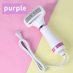2‑in‑1 Pet Hair Dryer Brush, 300W Low‑Noise Hot Air Grooming Comb, 3 Speed Adjustable, Detangling & Drying Brush for Dogs & Cats, 110‑230V Multi‑Plug