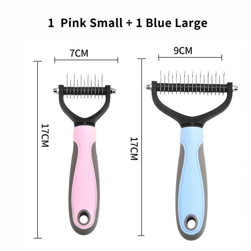 Double‑Sided Pet Dematting Comb for Dogs & Cats, Detangler Tool for Matted Tangled Fur, Summer Grooming & Thinning Brush