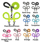Gray reflective Y-shaped dual dog leash with padded handle