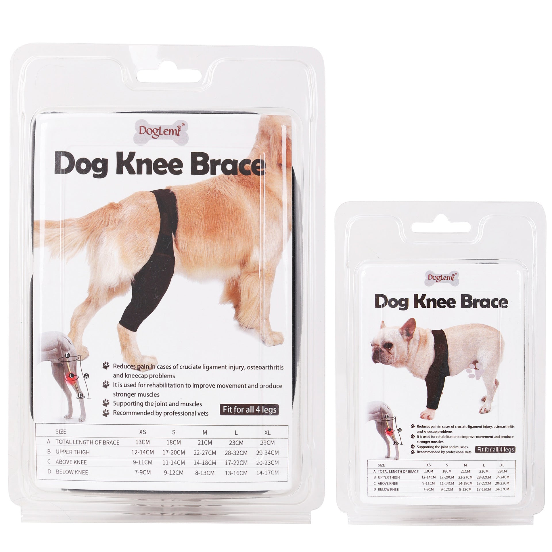 Adjustable Dog Leg Joint Knee Brace, Neoprene Canine Leg Support Sleeve for Injury Recovery, Post Surgery Protection & Arthritis Relief, Fits All Four Legs