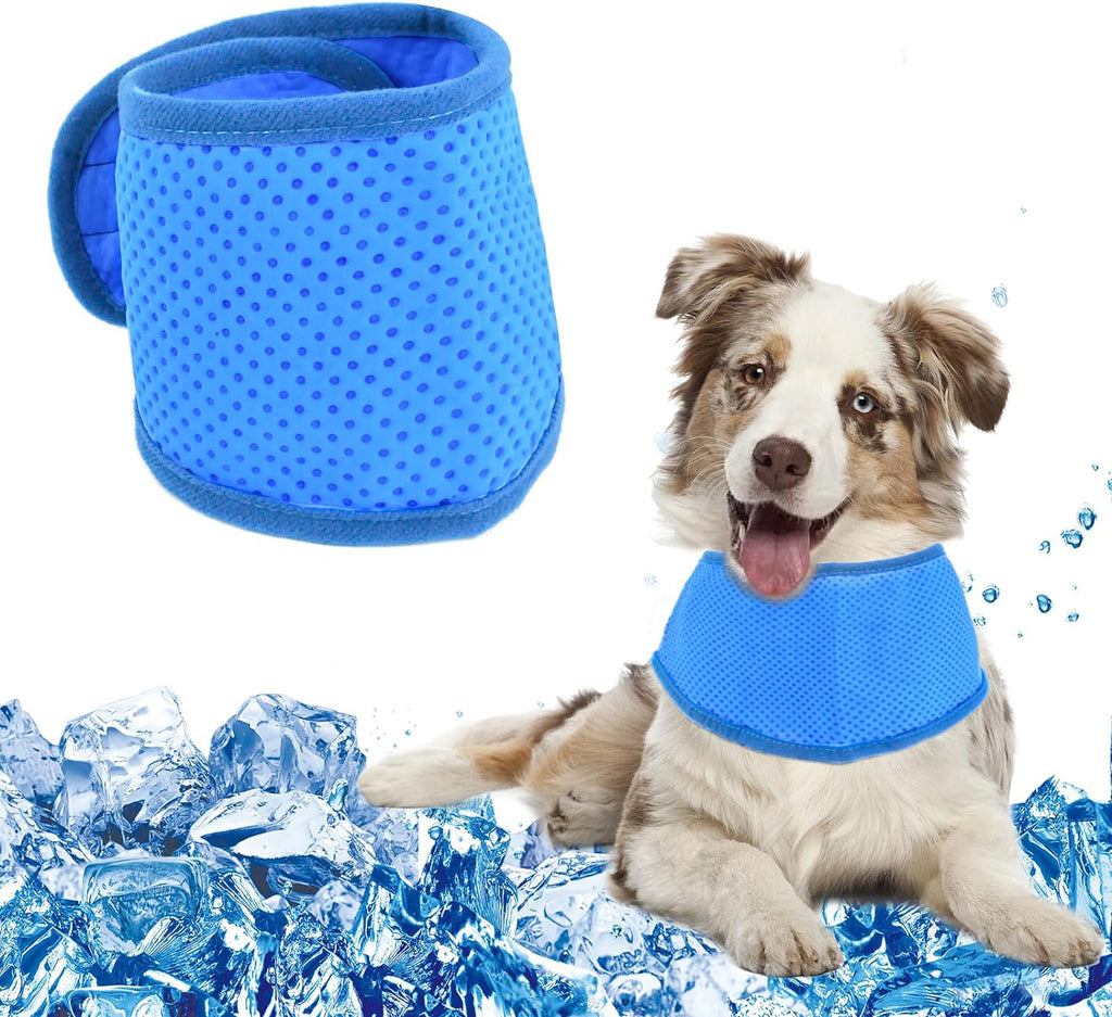 Adjustable Pet Cooling Neck Scarf, Reusable Evaporative Cool Wrap for Dogs & Cats, Velcro Fastener, Multi‑Purpose Neck or Head Wear, S/M/L Sizes