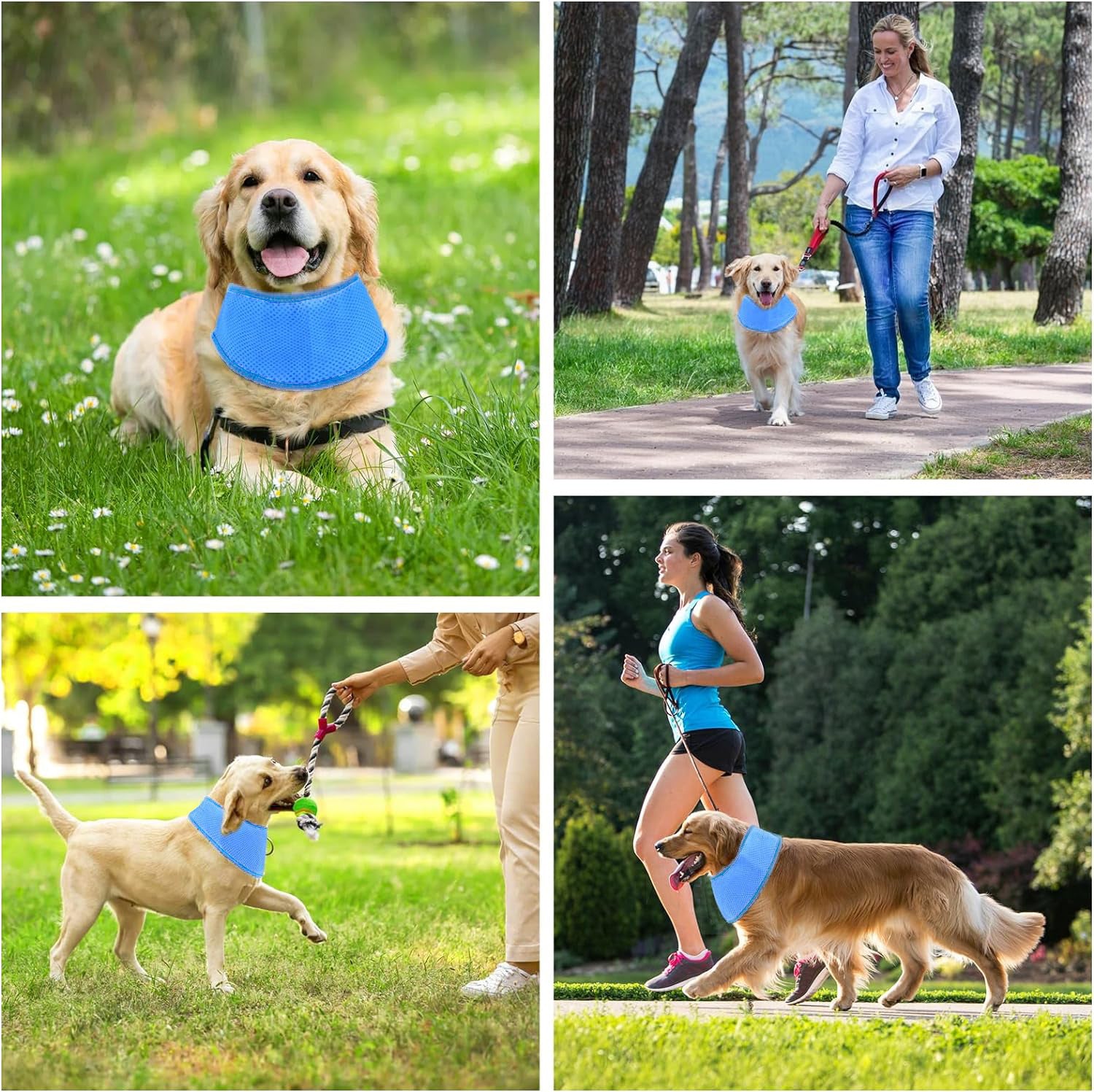 Adjustable Pet Cooling Neck Scarf, Reusable Evaporative Cool Wrap for Dogs & Cats, Velcro Fastener, Multi‑Purpose Neck or Head Wear, S/M/L Sizes