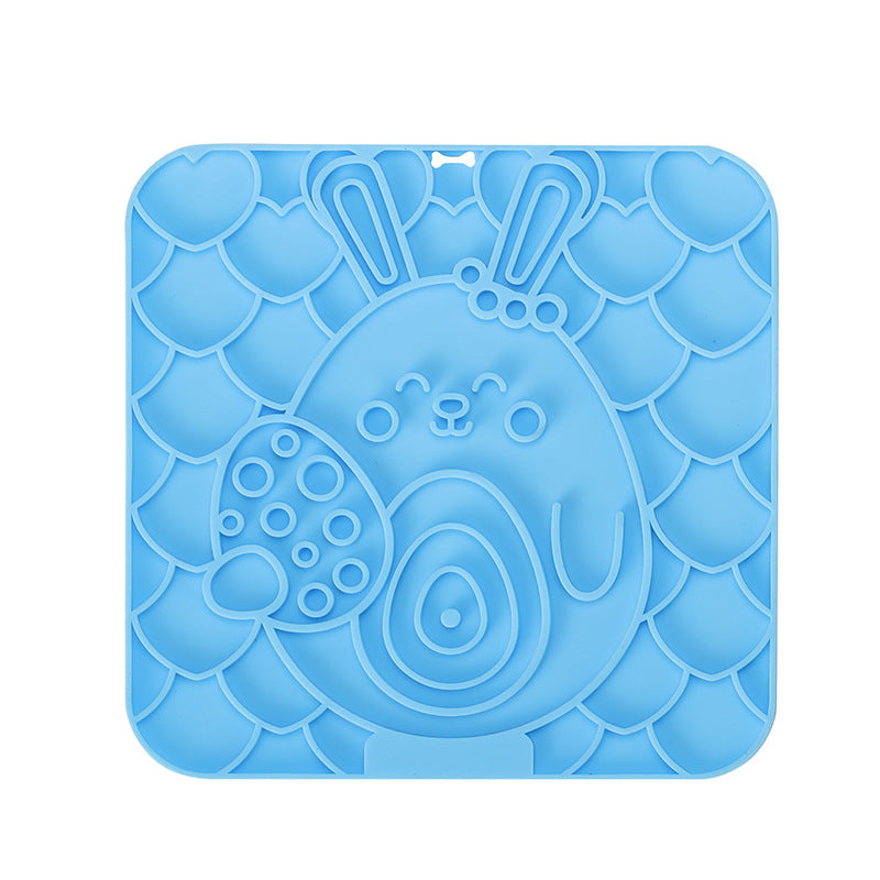 Easter Themed Square Silicone Pet Lick Mat Holiday Printed Suction Anti-Slip Slow Feeder Pad
