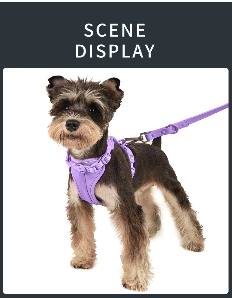 Anti-Escape Anti-Pull Dog Harness 4-Piece Set, Adjustable Breathable Pet Walking Kit with Collar, Leash & Poop Bag Dispenser, 15 Colors Available