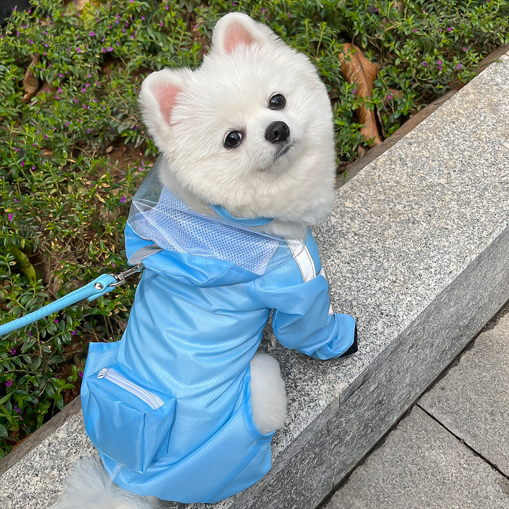 Full Coverage Dog Raincoat with Built-in Rain Boots, 360° Clear Visor, Detachable Tail Cover, Easy Snap Button Closure for Small Medium Dogs