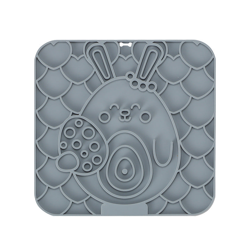 Easter Themed Square Silicone Pet Lick Mat Holiday Printed Suction Anti-Slip Slow Feeder Pad