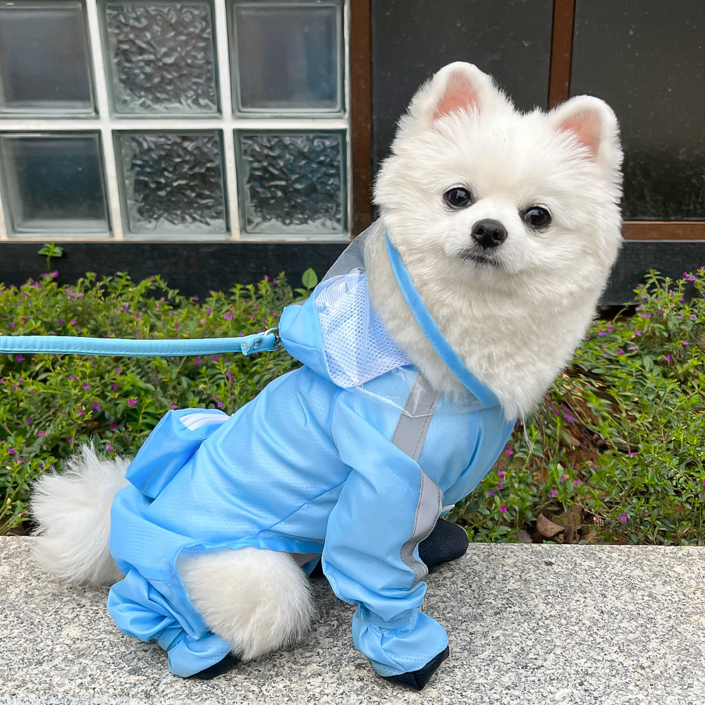 Full Coverage Dog Raincoat with Built-in Rain Boots, 360° Clear Visor, Detachable Tail Cover, Easy Snap Button Closure for Small Medium Dogs