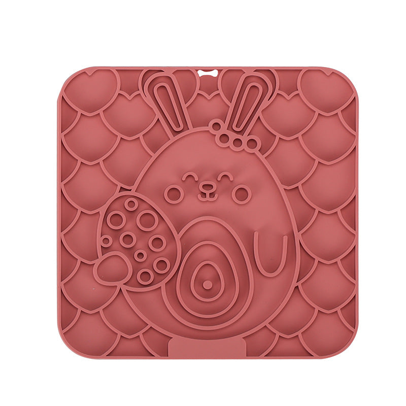 Easter Themed Square Silicone Pet Lick Mat Holiday Printed Suction Anti-Slip Slow Feeder Pad