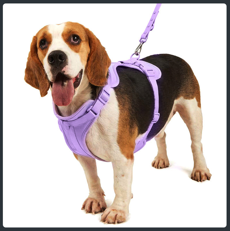 Anti-Escape Anti-Pull Dog Harness 4-Piece Set, Adjustable Breathable Pet Walking Kit with Collar, Leash & Poop Bag Dispenser, 15 Colors Available
