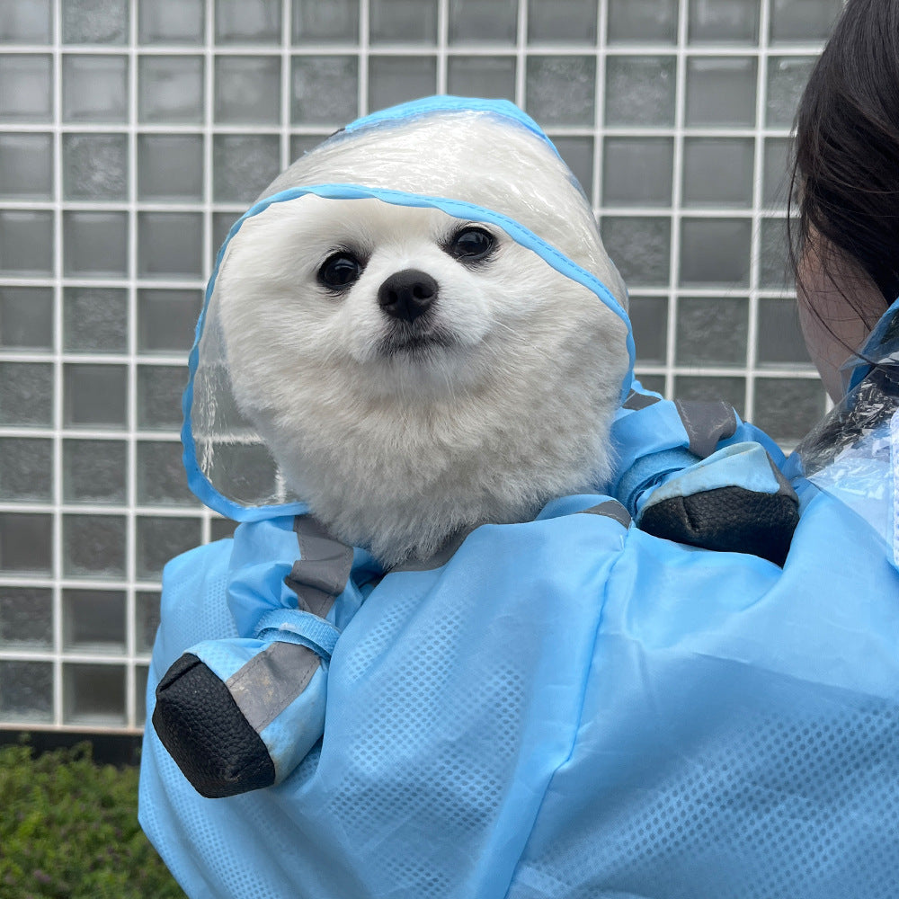 Full Coverage Dog Raincoat with Built-in Rain Boots, 360° Clear Visor, Detachable Tail Cover, Easy Snap Button Closure for Small Medium Dogs
