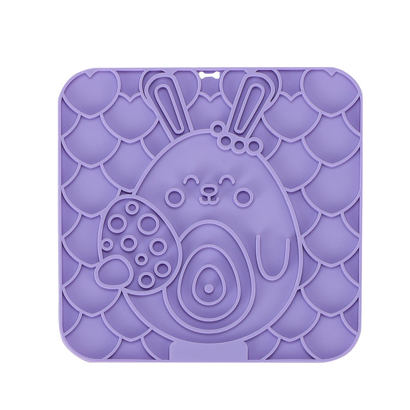 Easter Themed Square Silicone Pet Lick Mat Holiday Printed Suction Anti-Slip Slow Feeder Pad
