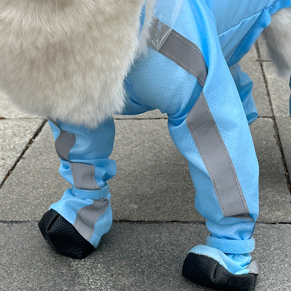 Full Coverage Dog Raincoat with Built-in Rain Boots, 360° Clear Visor, Detachable Tail Cover, Easy Snap Button Closure for Small Medium Dogs