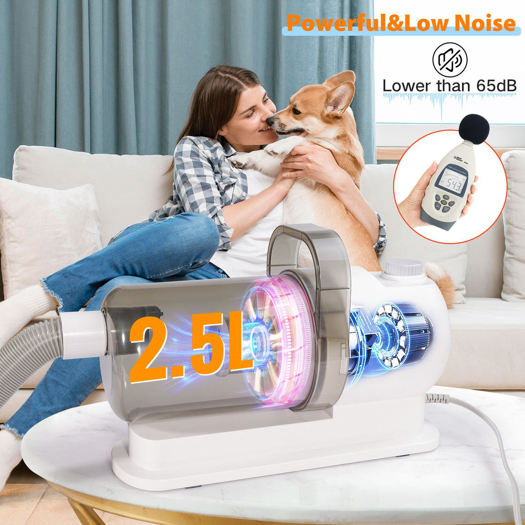 All‑in‑One Pet Grooming Vacuum Kit｜Low‑Noise Strong Hair‑Suction with 12 Attachments for Dogs & Cats