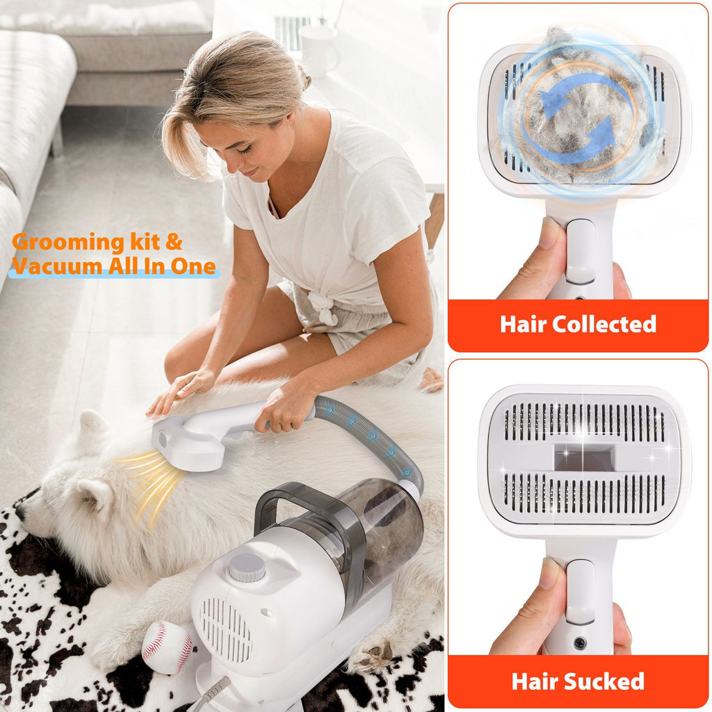 All‑in‑One Pet Grooming Vacuum Kit｜Low‑Noise Strong Hair‑Suction with 12 Attachments for Dogs & Cats