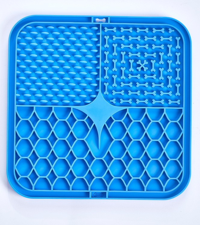 3 Large Zone Square Silicone Pet Lick Mat Non-Slip Suction Slow Feeding Pad for Puppies Dogs Cats
