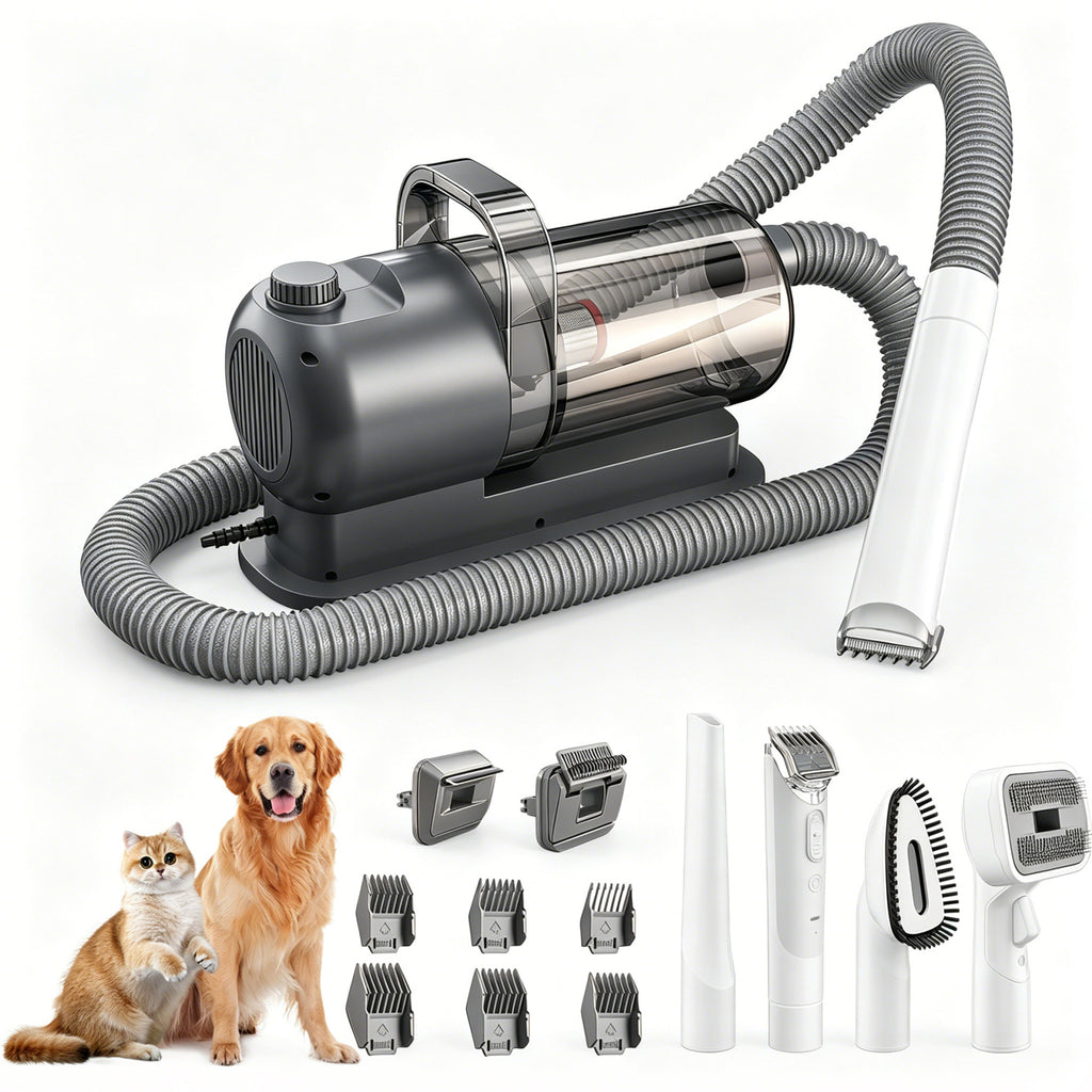 All‑in‑One Pet Grooming Vacuum Kit｜Low‑Noise Strong Hair‑Suction with 12 Attachments for Dogs & Cats