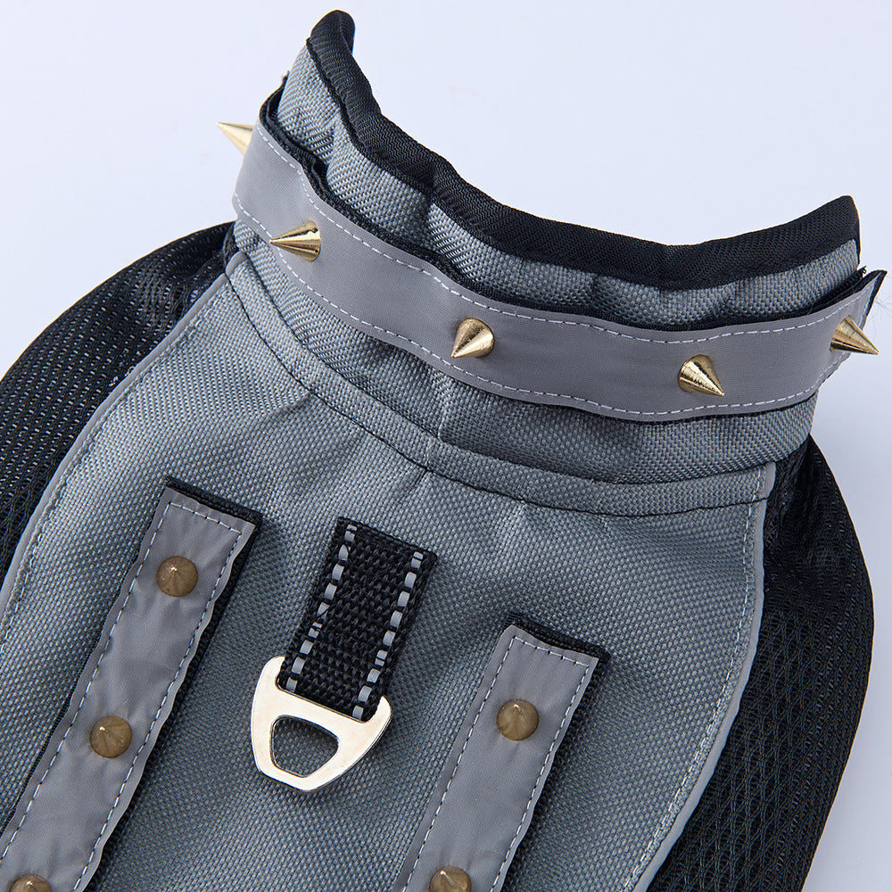 Spiked Dog Protective Vest,Adjustable Anti‑Scratch Anti‑Bite Harness Vest with Reflective Strips & Top Handle,Camo Safety Training Vest for Small Medium Dogs