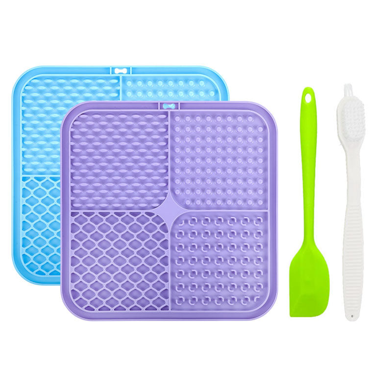 4 Grid Basic Square Silicone Pet Lick Mat Strong Suction Slow Feeder Pad for Dogs Cats