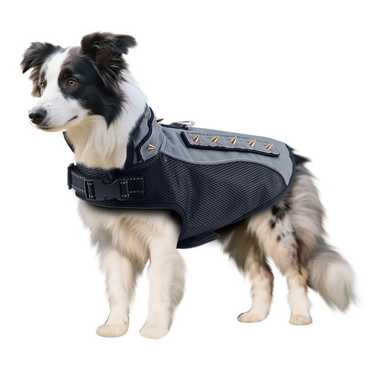Spiked Dog Protective Vest,Adjustable Anti‑Scratch Anti‑Bite Harness Vest with Reflective Strips & Top Handle,Camo Safety Training Vest for Small Medium Dogs