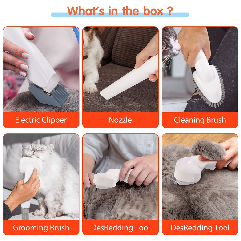 All‑in‑One Pet Grooming Vacuum Kit｜Low‑Noise Strong Hair‑Suction with 12 Attachments for Dogs & Cats