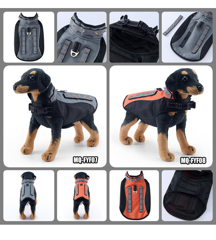 Spiked Dog Protective Vest,Adjustable Anti‑Scratch Anti‑Bite Harness Vest with Reflective Strips & Top Handle,Camo Safety Training Vest for Small Medium Dogs