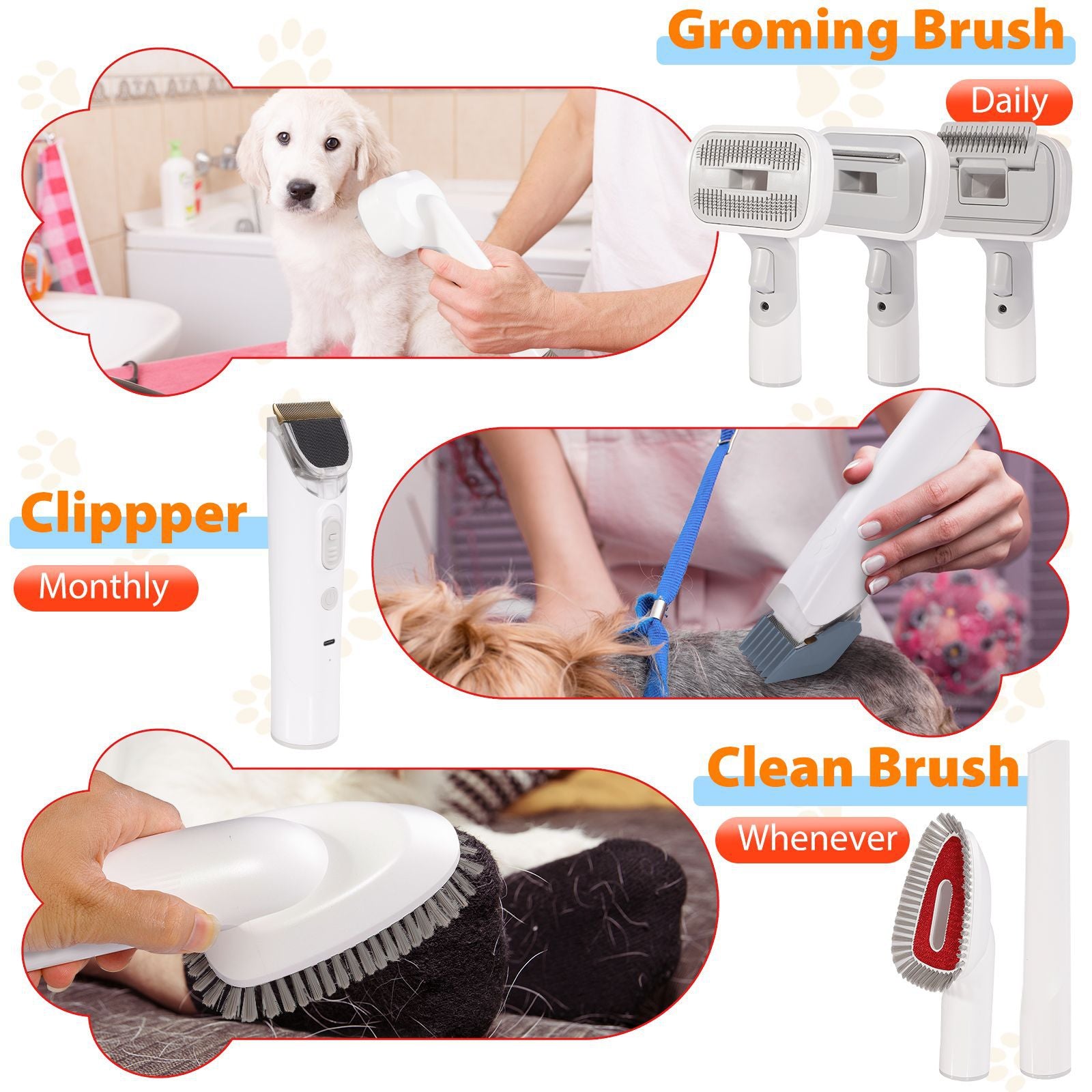 All‑in‑One Pet Grooming Vacuum Kit｜Low‑Noise Strong Hair‑Suction with 12 Attachments for Dogs & Cats