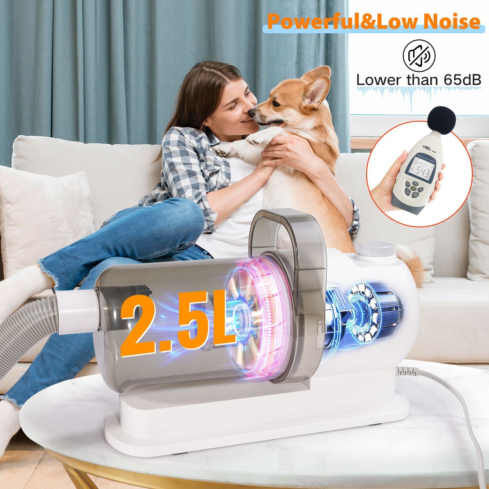 All‑in‑One Pet Grooming Vacuum Kit｜Low‑Noise Strong Hair‑Suction with 12 Attachments for Dogs & Cats