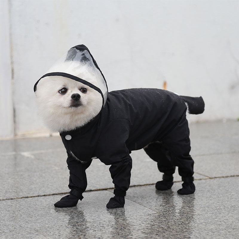 Full Coverage Dog Raincoat with Built-in Rain Boots, 360° Clear Visor, Detachable Tail Cover, Easy Snap Button Closure for Small Medium Dogs