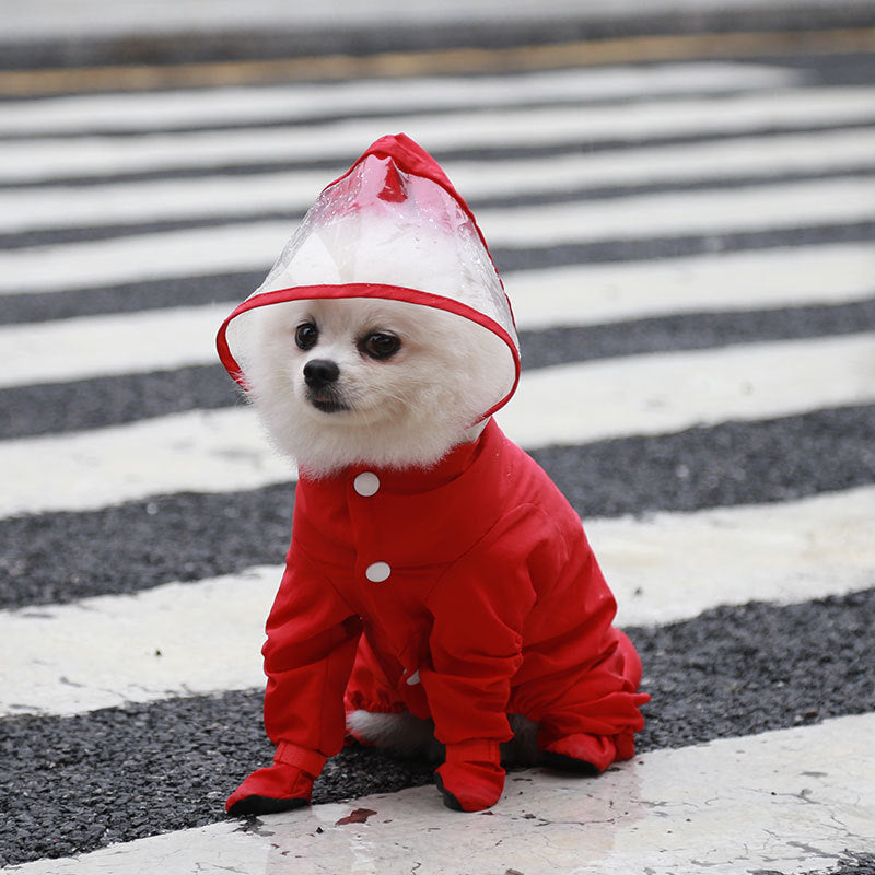 Full Coverage Dog Raincoat with Built-in Rain Boots, 360° Clear Visor, Detachable Tail Cover, Easy Snap Button Closure for Small Medium Dogs