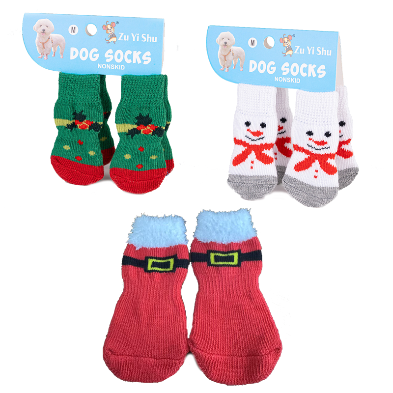 Christmas Anti-Slip Dog Socks, 3 Sets (12 Pcs Total), 15 Holiday Patterns For Puppy Medium Large Dogs