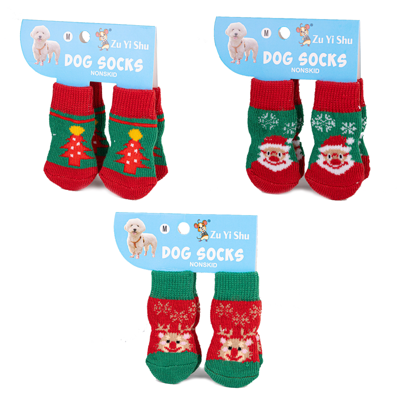 Christmas Anti-Slip Dog Socks, 3 Sets (12 Pcs Total), 15 Holiday Patterns For Puppy Medium Large Dogs
