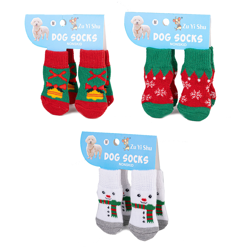Christmas Anti-Slip Dog Socks, 3 Sets (12 Pcs Total), 15 Holiday Patterns For Puppy Medium Large Dogs