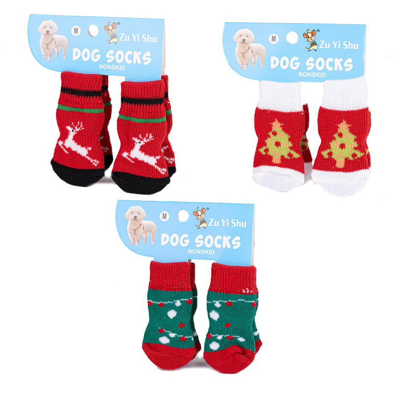 Christmas Anti-Slip Dog Socks, 3 Sets (12 Pcs Total), 15 Holiday Patterns For Puppy Medium Large Dogs