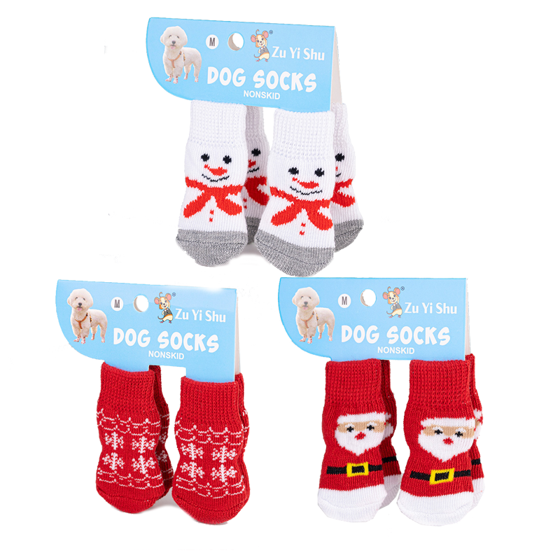Christmas Anti-Slip Dog Socks, 3 Sets (12 Pcs Total), 15 Holiday Patterns For Puppy Medium Large Dogs