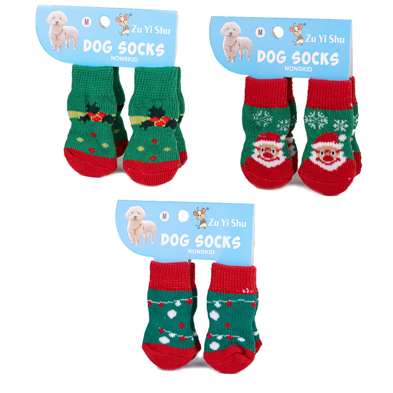 Christmas Anti-Slip Dog Socks, 3 Sets (12 Pcs Total), 15 Holiday Patterns For Puppy Medium Large Dogs