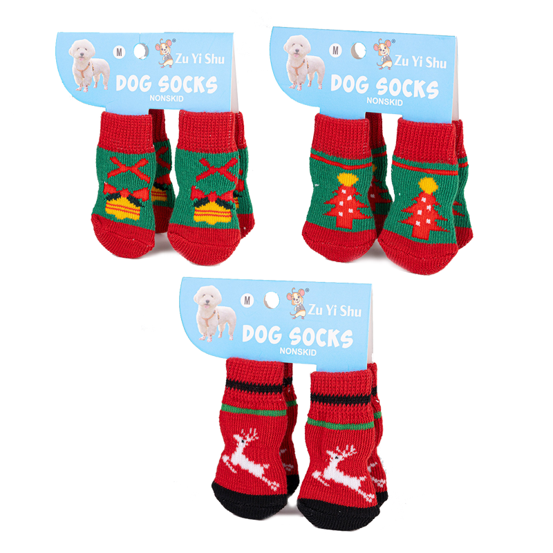 Christmas Anti-Slip Dog Socks, 3 Sets (12 Pcs Total), 15 Holiday Patterns For Puppy Medium Large Dogs